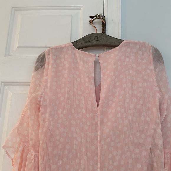 NWT Calvin Klein V-Neck Ruffle Sleeve Trapeze Minidress in Size 4, 6, and 8 - Picture 7 of 16